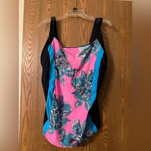 Floral Pink and Blue Swimsuit